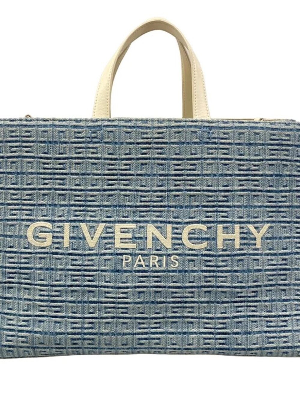 GIVENCHY G Tote Medium BB50N2B1PE 452 Light Blue White Denim Leather Tote Bag